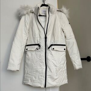 Derek Lam White Fur-Trimmed Puffer Jacket